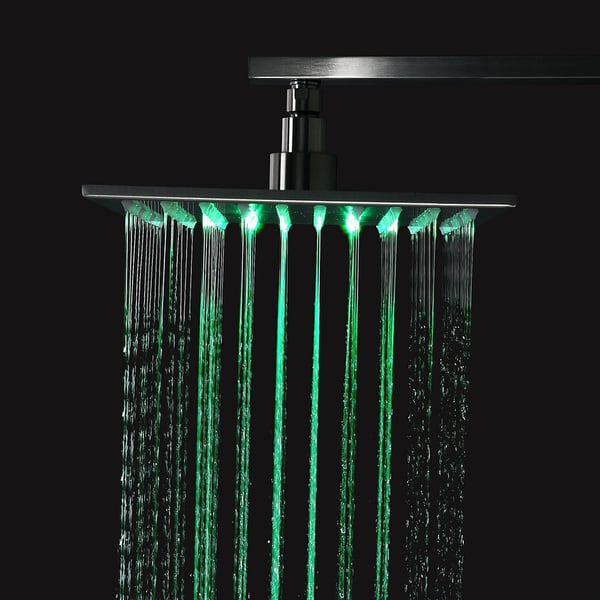 Ensemble de douche à LED en nickel brossé 10" avec douchette à main et bec de baignoire Ensemble combiné de douche