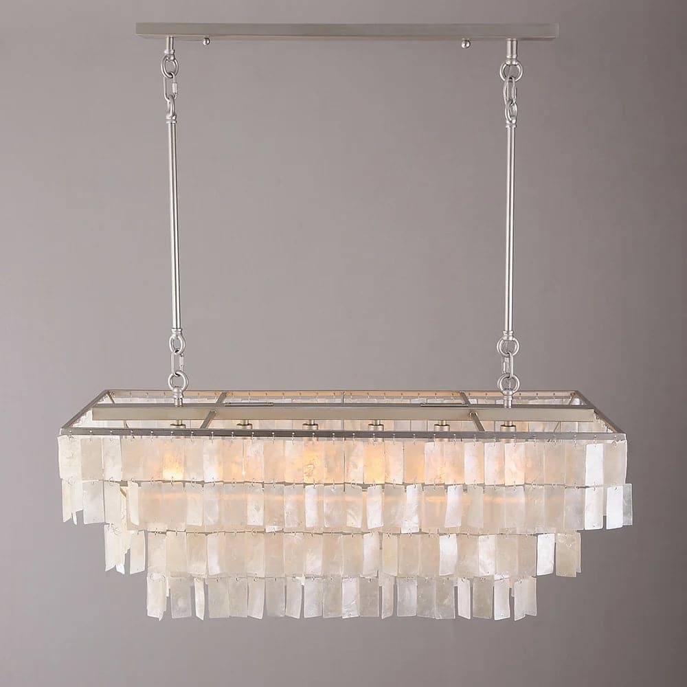 6-Light Coastal Linear Shell Kitchen Island Light Capiz Tiered Pendant Light