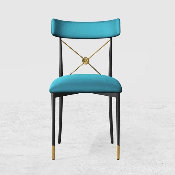 Empire Style Upholstered Cross Back Green Side Chair Dining Chair