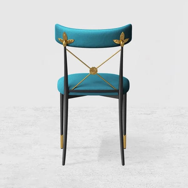 Empire Style Upholstered Cross Back Green Side Chair Dining Chair