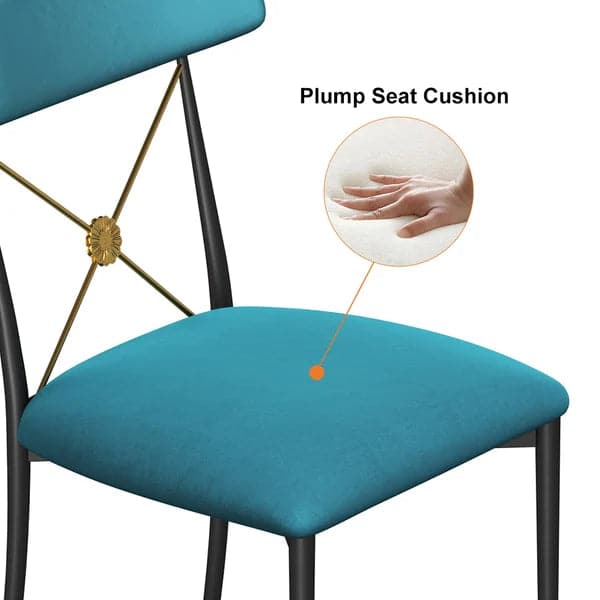 Chaise de salle à manger de chaise latérale verte à dossier croisé rembourrée de style Empire