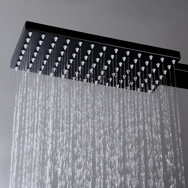 Exposed Thermostatic Shower Fixture with Rain Shower Head and Hand Shower Matte Black