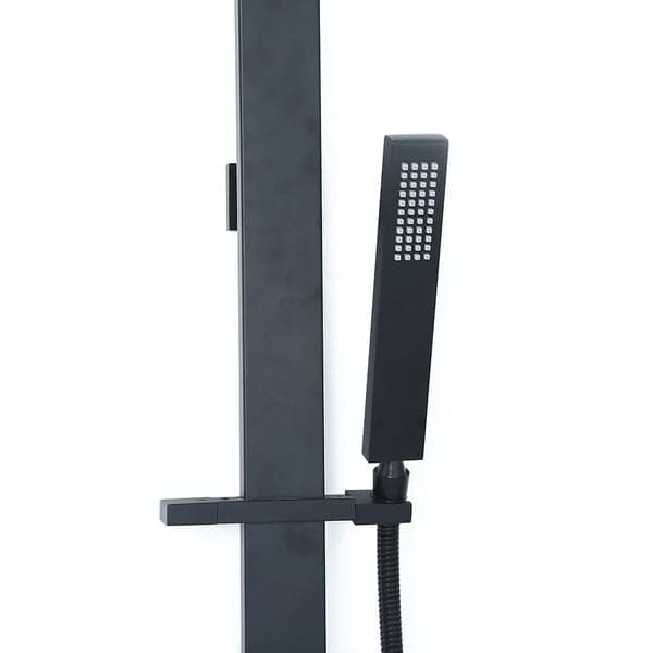 Exposed Thermostatic Shower Fixture with Rain Shower Head and Hand Shower Matte Black