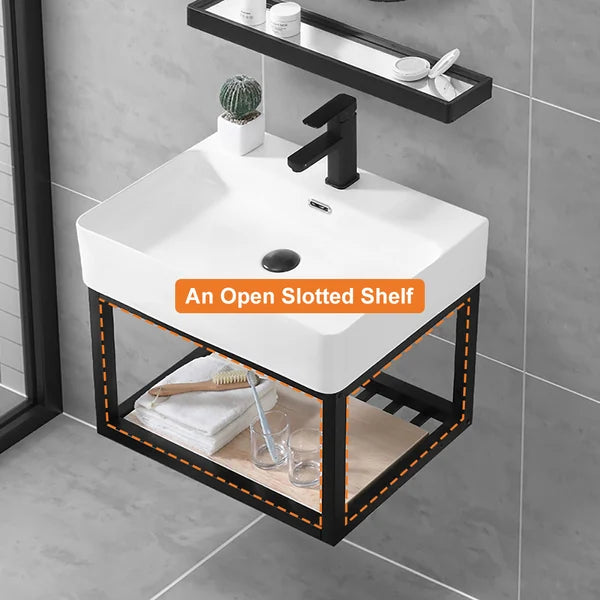 Floating Bathroom Vanity with Top with Sink Modern Single Sink Vanity#B
