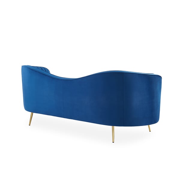 Luxury 72" Vertical Channel Tufted Curved Performance Velvet Sofa in Blue