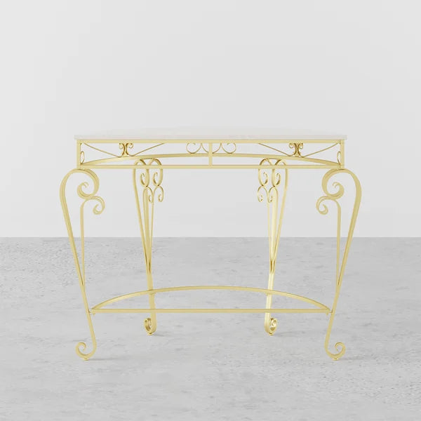 French Country Metal Console Table Classical Gold Frame Entryway Table