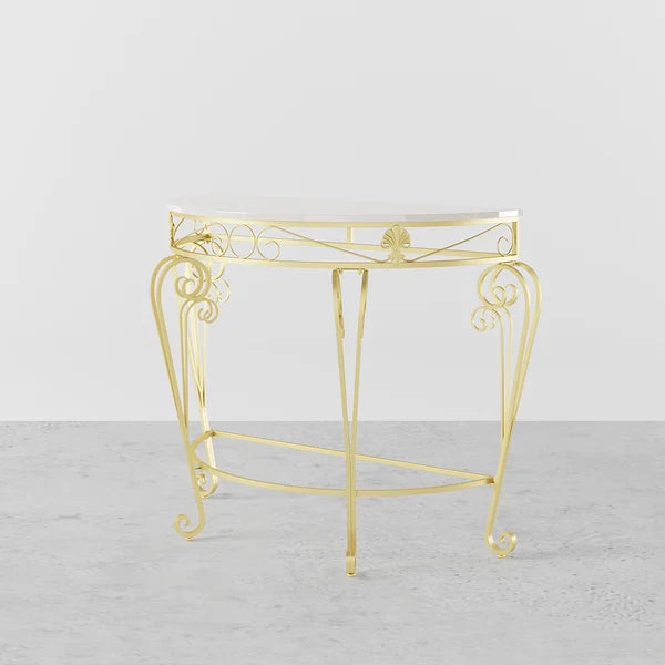 French Country Metal Console Table Classical Gold Frame Entryway Table