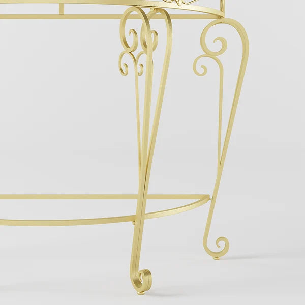 Table console en métal de campagne française, table d'entrée classique avec cadre doré