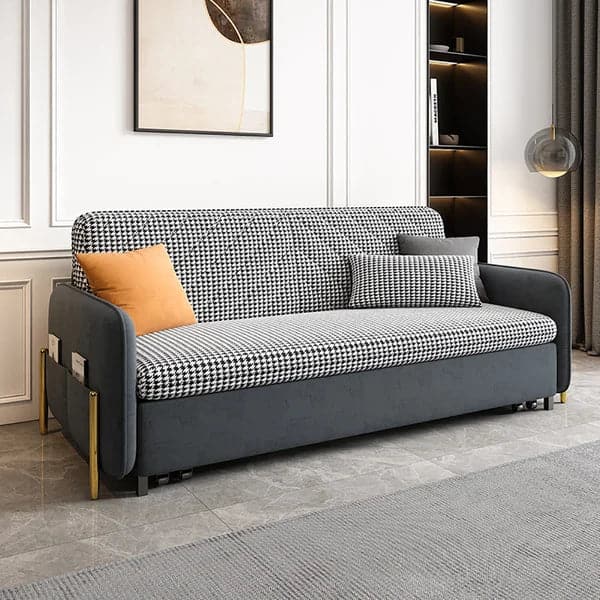 Full Sleeper Sofa Deep Gray Upholstered Convertible Sofa