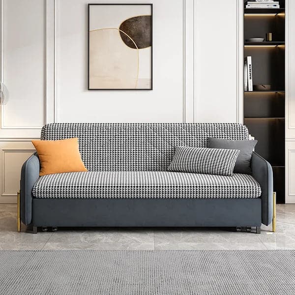 Full Sleeper Sofa Deep Gray Upholstered Convertible Sofa