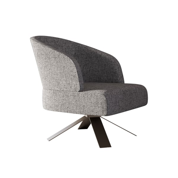 Chaise d'appoint contemporaine rembourrée en coton et lin gris avec base en acier inoxydable