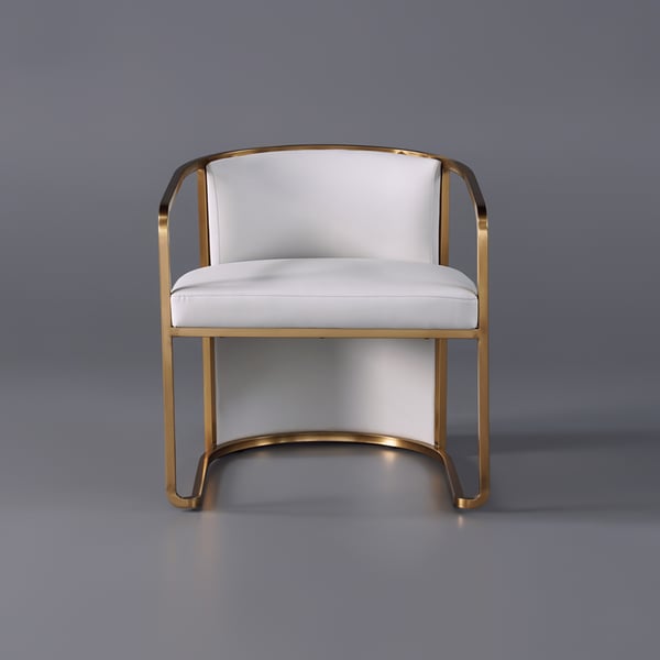 Fauteuil d'appoint en similicuir gris, fauteuil tonneau rembourré en métal, finition dorée