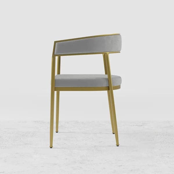 Modern Velvet Upholstered Dining Chair with Gold Metal Leg in Beige/Gray#Gray