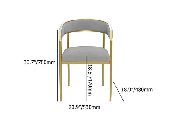 Modern Velvet Upholstered Dining Chair with Gold Metal Leg in Beige/Gray#Gray