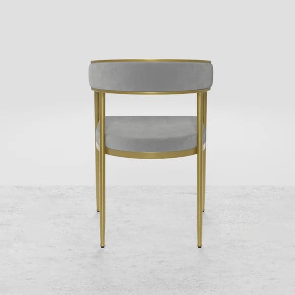 Modern Velvet Upholstered Dining Chair with Gold Metal Leg in Beige/Gray#Gray