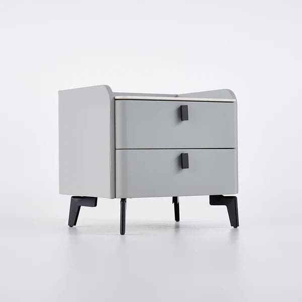 Gray Modern Luxury 2 Drawers Bedroom Nightstand Sintered Stone Bedside Table