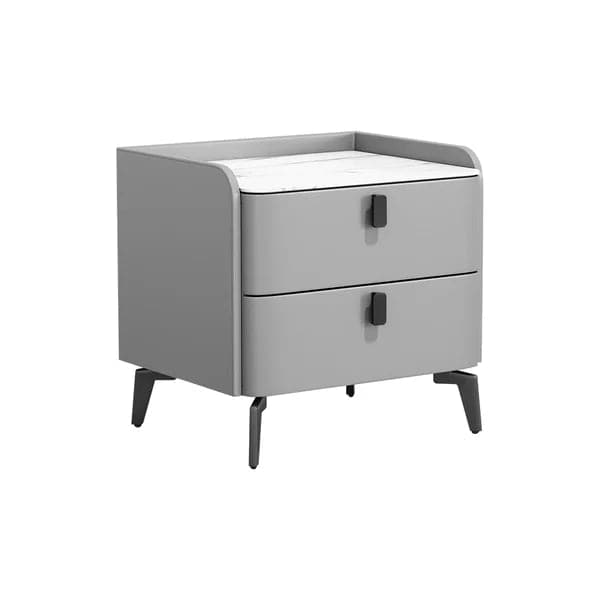 Gray Modern Luxury 2 Drawers Bedroom Nightstand Sintered Stone Bedside Table