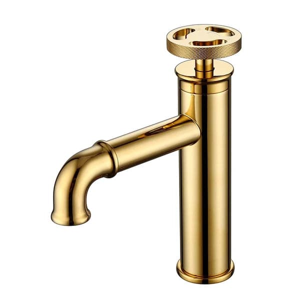 Industrial Gold Single Hole Bathroom Sink Faucet Single Handle Solid Brass