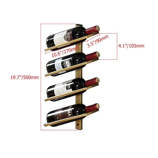 Industrial Gold Wall Mounted Wine Rack Set in Metal