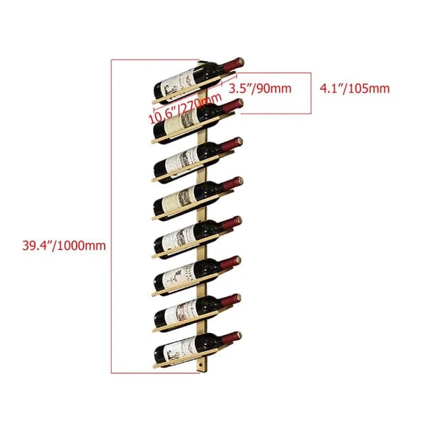 Industrial Gold Wall Mounted Wine Rack Set in Metal