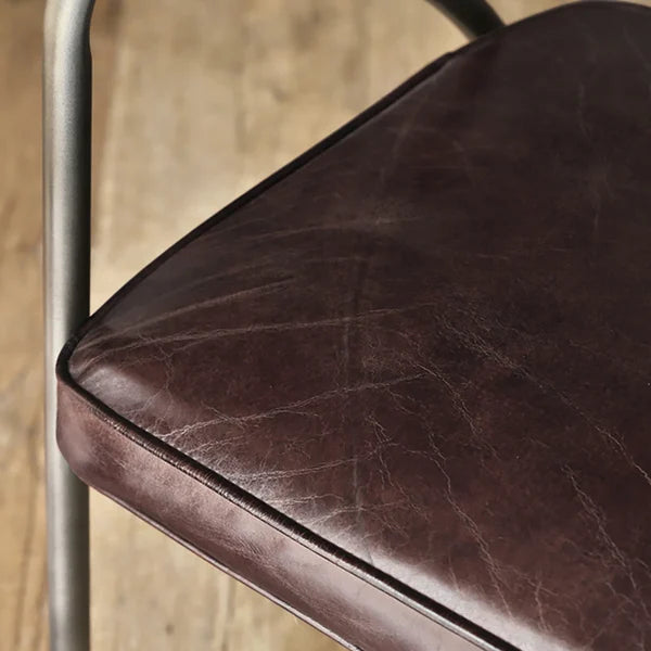Chaise de salle à manger industrielle grise et brune, chaises rembourrées à dossier incurvé (Ensemble de 2)