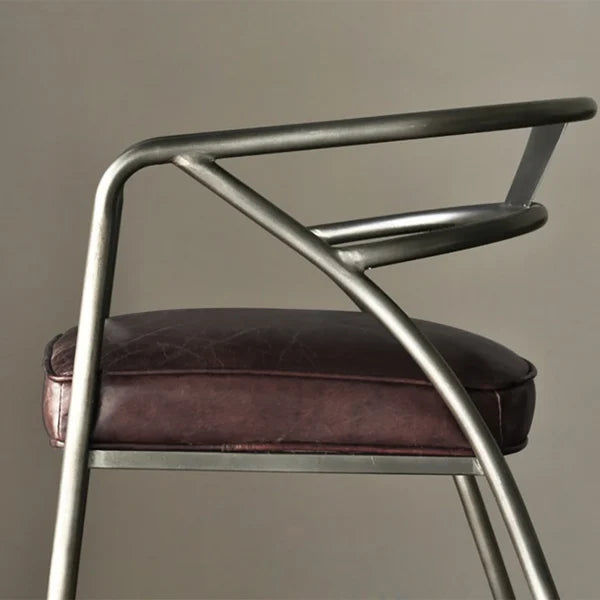 Chaise de salle à manger industrielle grise et brune, chaises rembourrées à dossier incurvé (Ensemble de 2)