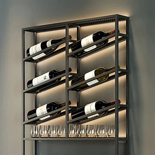 Industrial Wall Mounted Wine Rack with Bottle Rack -Black