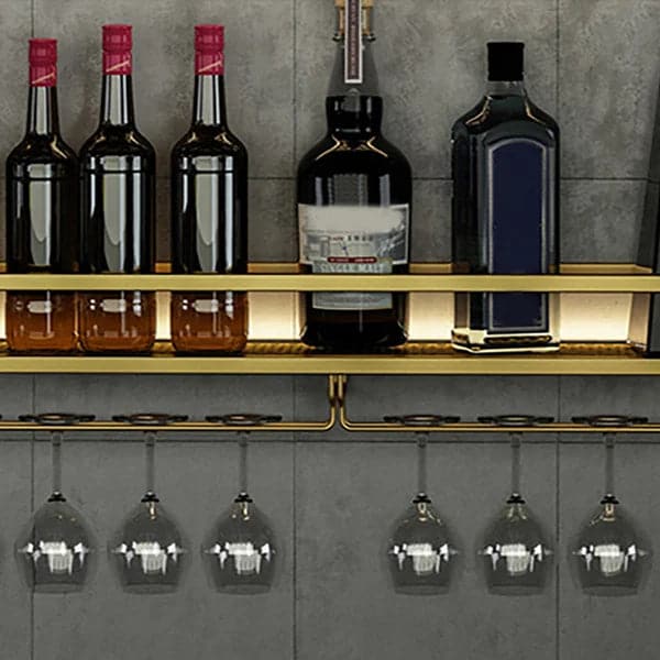 Industrial Wall Mounted Wine Rack with Bottle Rack -Gold