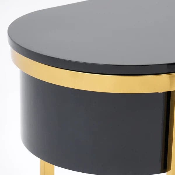 Black Modern Console Table with Drawers and Double Stainless Steel Sled