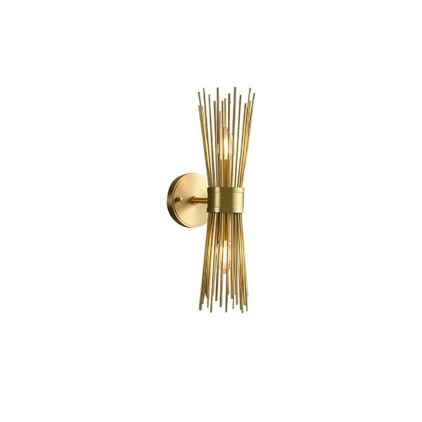 Modern 2-Light Brass Wall Sconce in Wheat-Straw Lampshade