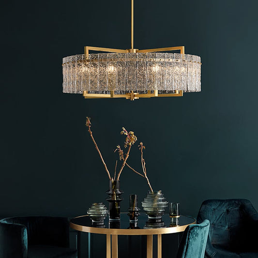 Jewell Modern Brass Drum Chandelier 6/8-Light with Adjustable Hanging Rod#6-Light