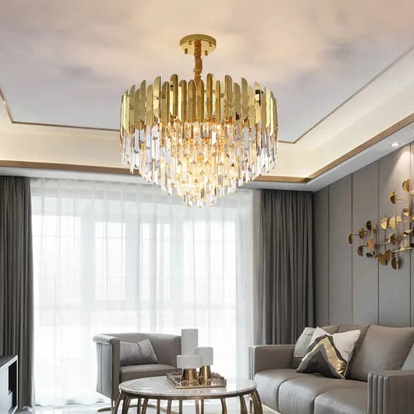 Modern 10-Light Tiered Crystal Chandelier with Adjustable Chain