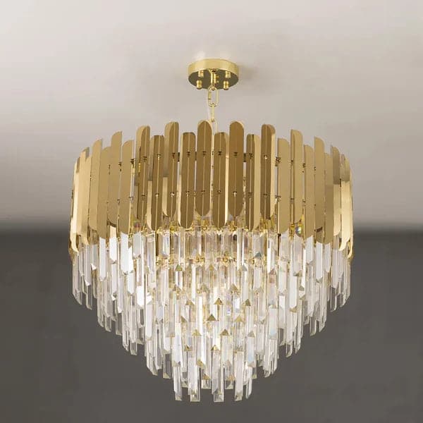 Modern 10-Light Tiered Crystal Chandelier with Adjustable Chain