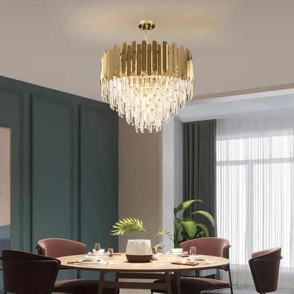 Lustre moderne en cristal à 10 lumières avec chaîne réglable