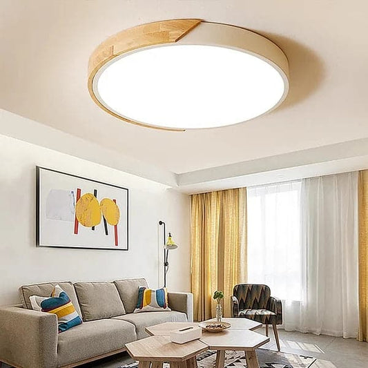 LED Drum Flush Mount Ceiling Light in White Dimmable and Remote Control