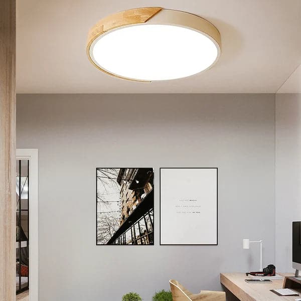 LED Drum Flush Mount Ceiling Light in White Dimmable and Remote Control