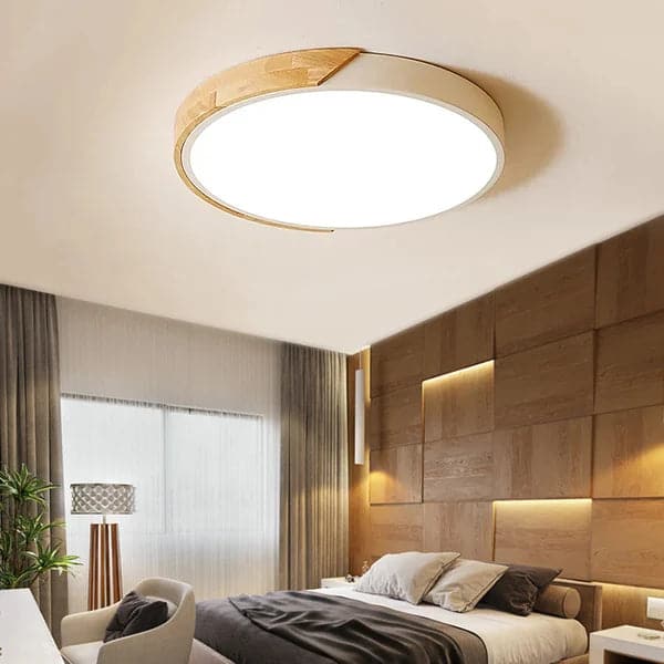 LED Drum Flush Mount Ceiling Light in White Dimmable and Remote Control