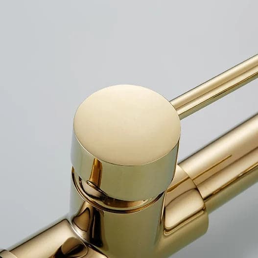 Luxury Pull Out Sprayer Kitchen Faucet Single Hole Double Spout Solid Brass