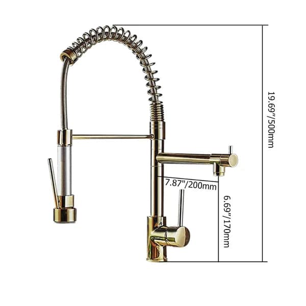 Luxury Pull Out Sprayer Kitchen Faucet Single Hole Double Spout Solid Brass