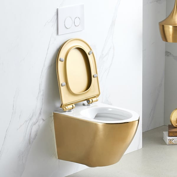 Luxury Round Wall-Mount Toilet Rimless Flushing Ceramic