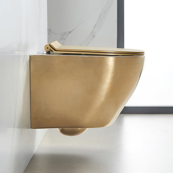 Luxury Round Wall-Mount Toilet Rimless Flushing Ceramic