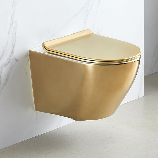 Luxury Round Wall-Mount Toilet Rimless Flushing Ceramic