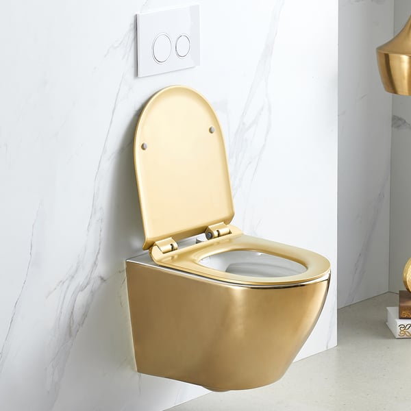 Luxury Round Wall-Mount Toilet Rimless Flushing Ceramic