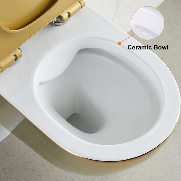 Luxury Round Wall-Mount Toilet Rimless Flushing Ceramic