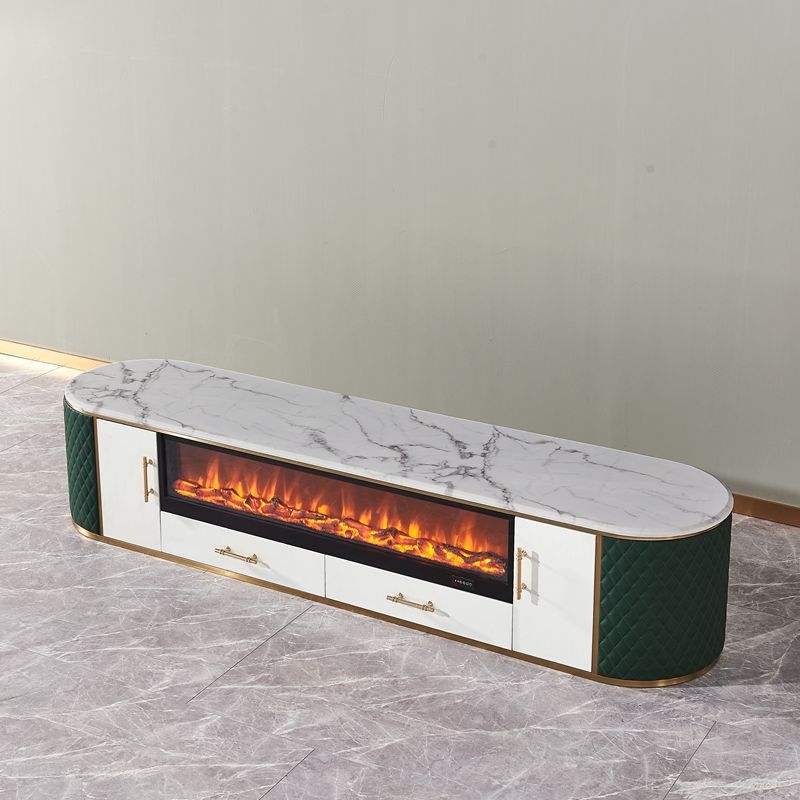 Modern New Environmentally Friendly Embedded Fireplace TV Cabinet Marble Top mdf Wooden Tv Stand