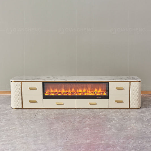 Modern Electric Fireplace TV Stand Cabinet Stylish Design with Convenient Drawers