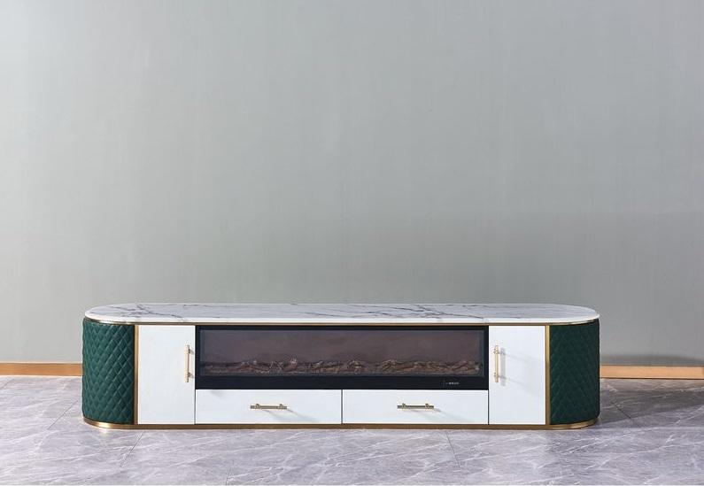 Modern New Environmentally Friendly Embedded Fireplace TV Cabinet Marble Top mdf Wooden Tv Stand