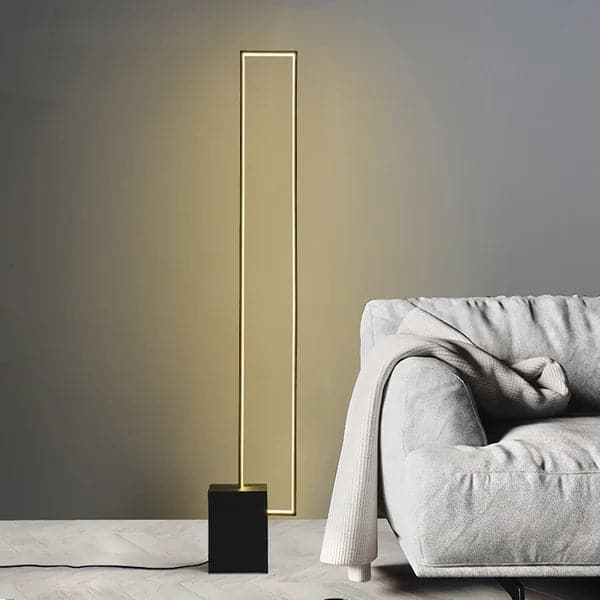 Metal LED Floor Lamp Rectangular Standing lamp with Black Base