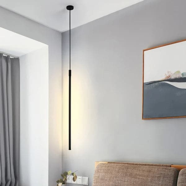 Mini lampe suspendue LED noire à cylindre, lumière unique