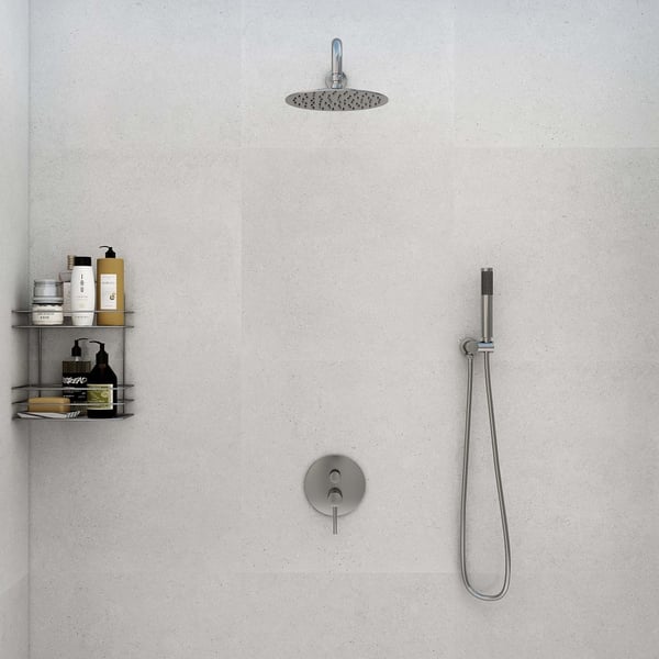 Modern 12" Wall Mounted Rain Shower System with Handheld Shower Set Solid Brass